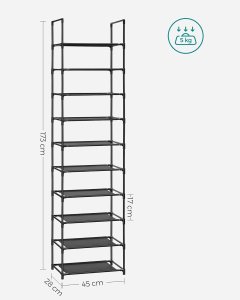 PÓŁKA NA BUTY STOJAK SZAFKA REGAŁ ORGANIZER SOLIDNA 10 POZIOMÓW 173x45x28cm 3
