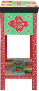 vidaXL Stół konsolowy Czerwony, wielokolorowy Lite drewno Średni 3