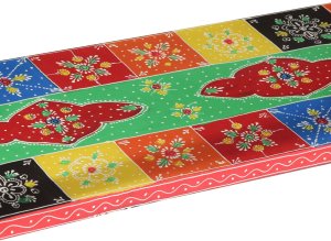 vidaXL Stół konsolowy Czerwony, wielokolorowy Lite drewno Średni 9