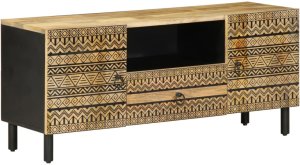 vidaXL Szafka pod TV, czarne, 105x33,5x46 cm, lite surowe drewno mango 1