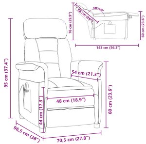 vidaXL Fotel do masażu Jasnoszary Poliester Standardowy 10