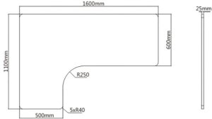 Biurko Powerton Blat biurka naro�nego, bia�a, 160x110-60x2.5 cm, laminowana p�yta wi�rowa, 2