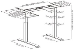 Neutralle Stelaż rama biurka narożnego, elektycznie regulowany, organizer kabli, system antykolizyjny, czarny, 125 kg nośność, Powerton 2