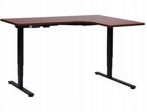 Biurko narożne prawe regulowane elektrycznie 160 x 59 cm ciemne drewno z czarnym DESTINES Lumarko! 1
