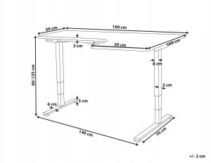 Biurko Beliani Biurko narożne prawe regulowane elektrycznie 160 x 59 cm ciemne drewno z czarnym DESTINES 3