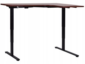 Biurko Beliani Biurko narożne prawe regulowane elektrycznie 160 x 59 cm ciemne drewno z czarnym DESTINES 7