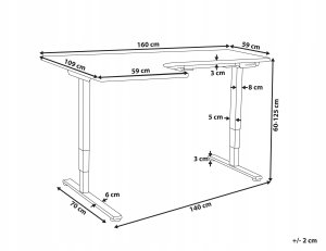 Biurko Beliani Biurko narożne lewe regulowane elektrycznie 160 x 59 cm czarno-białe DESTINES 2