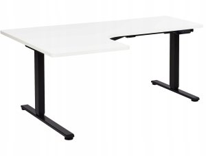 Biurko Beliani Biurko narożne lewe regulowane elektrycznie 160 x 59 cm czarno-białe DESTINES 4