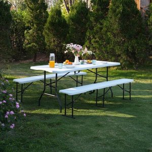 NC3404 SKŁADANA ŁAWKA OGRODOWA 183 CM BIAŁA NILS CAMP 4