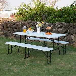 NC3404 SKŁADANA ŁAWKA OGRODOWA 183 CM BIAŁA NILS CAMP 7