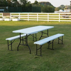 NC3404 SKŁADANA ŁAWKA OGRODOWA 183 CM BIAŁA NILS CAMP 9