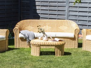 Beliani Sofa ogrodowa dla 3 osób LIVADEIA Rattan Naturalny 4