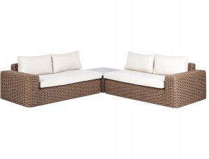 Beliani Narożnik ogrodowy z otomaną dla 6 osób PALERMO Modułowy Technorattan Brązowy 14