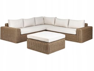 Beliani Narożnik ogrodowy z otomaną dla 6 osób PALERMO Modułowy Technorattan Brązowy 5