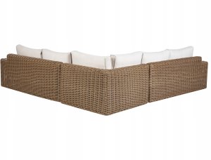 Beliani Narożnik ogrodowy z otomaną dla 6 osób PALERMO Modułowy Technorattan Brązowy 6