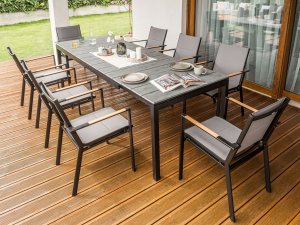 Beliani Stół ogrodowy rozkładany aluminium 198/248 x 90 cm szary TOFANE 5