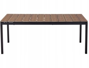Beliani Stół ogrodowy rozkładany aluminium 198/248 x 90 cm jasne drewno TOFANE 7
