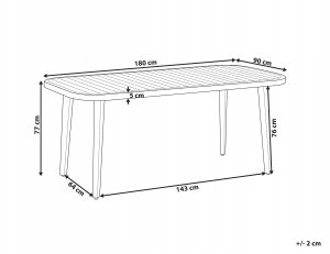 Beliani Stół ogrodowy akacjowy 180 x 90 cm jasne drewno certyfikowane PARAGGI 3
