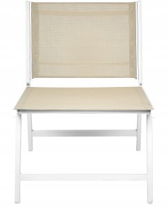 Beliani Zestaw 2 krzeseł ogrodowych MARCEDDI Z podnóżkiem Metal Biały/ beżowy 7