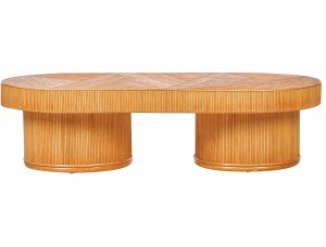 Beliani Stolik ogrodowy rattanowy 150 x 70 cm jasne drewno AIROLE 5