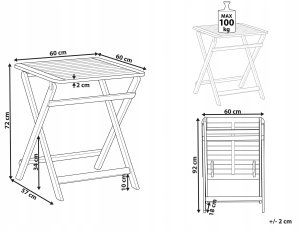 Beliani Stolik ogrodowy składany certyfikowane drewno akacjowe PARAGGI 3