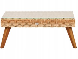 Beliani Zestaw ogrodowy ze stolikiem dla 4 osób VITTORIA Technorattan Złamana biel 14