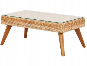 Beliani Zestaw ogrodowy ze stolikiem dla 4 osób VITTORIA Technorattan Złamana biel 15