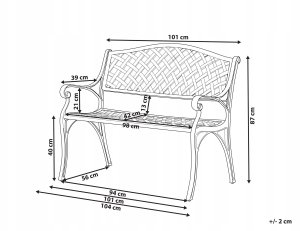 Beliani Ławka ogrodowa STAGGIA 104 cm Metal Brązowy 3