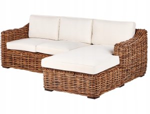 Beliani Narożnik ogrodowy dla 3 osób BRIATICO Lewostronny Rattan Naturalny 4