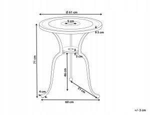 Beliani Stolik ogrodowy metalowy ø 61 cm biały DASCIO 3