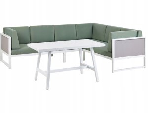 Beliani Narożnik ogrodowy ze stolikiem dla 6 osób CASTELLA/FRATTE Lewostronny Metal Zielony 2