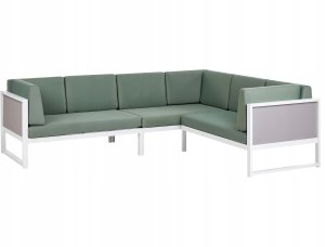 Beliani Narożnik ogrodowy ze stolikiem dla 6 osób CASTELLA/FRATTE Lewostronny Metal Zielony 3
