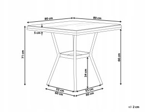 Beliani Stół ogrodowy 80 x 80 cm ciemne drewno CASPRI II 3