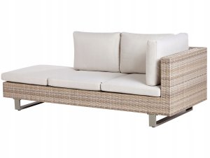 Beliani Narożnik ogrodowy ze stolikiem dla 5 osób LANCIANO Prawostronny Technorattan Złamana biel 11