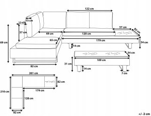 Beliani Narożnik ogrodowy ze stolikiem dla 5 osób LANCIANO Prawostronny Technorattan Złamana biel 3