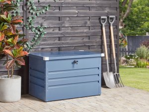 Skrzynia ogrodowa Beliani Skrzynia ogrodowa CEBROSA Metal 100 cm 62 cm Niebieski 4