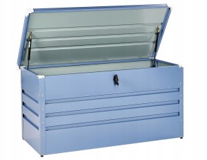 Skrzynia ogrodowa Beliani Skrzynia ogrodowa CEBROSA Metal 132 cm 62 cm Niebieski 1