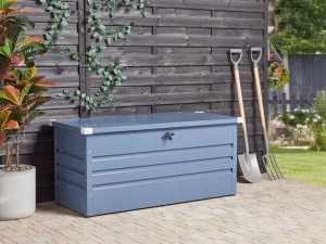 Skrzynia ogrodowa Beliani Skrzynia ogrodowa CEBROSA Metal 132 cm 62 cm Niebieski 2
