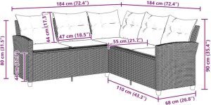 vidaXL L-kształtna kanapa z poduszkami beżowy polirattan 7