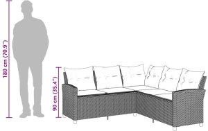 vidaXL L-kształtna kanapa z poduszkami beżowy polirattan 8