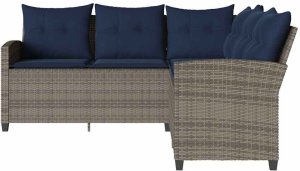 vidaXL L-kształtna kanapa z poduszkami Szary polirattan 3