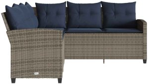 vidaXL L-kształtna kanapa z poduszkami Szary polirattan 4