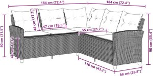 vidaXL L-kształtna kanapa z poduszkami Szary polirattan 7
