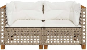 vidaXL Narożne moduły sofy z poduszkami, 2 szt., beżowe, polirattan 4