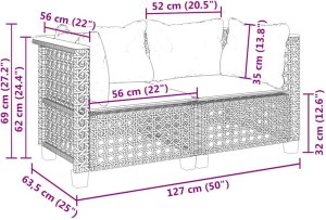 vidaXL Narożne moduły sofy z poduszkami, 2 szt., beżowe, polirattan 8