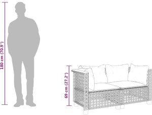 vidaXL Narożne moduły sofy z poduszkami, 2 szt., beżowe, polirattan 9