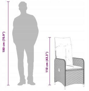 vidaXL 7-częściowy zestaw mebli bistro z poduszkami, beżowy, polirattan 12