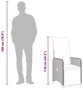 vidaXL 7-częściowy zestaw mebli bistro z poduszkami, beżowy, polirattan 13