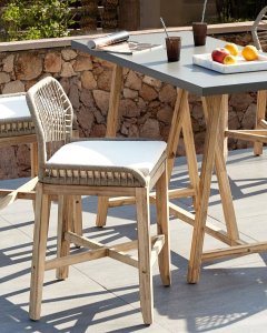 Beliani Zestaw 2 krzeseł barowych ogrodowych TALAMONE Drewno akacjowe Beżowy 11