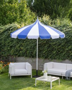 Beliani Parasol ogrodowy ⌀ 245 cm niebiesko-biały MINOA 2